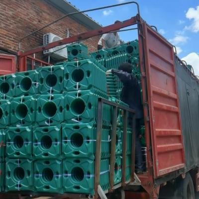 The green big floating island is being loaded